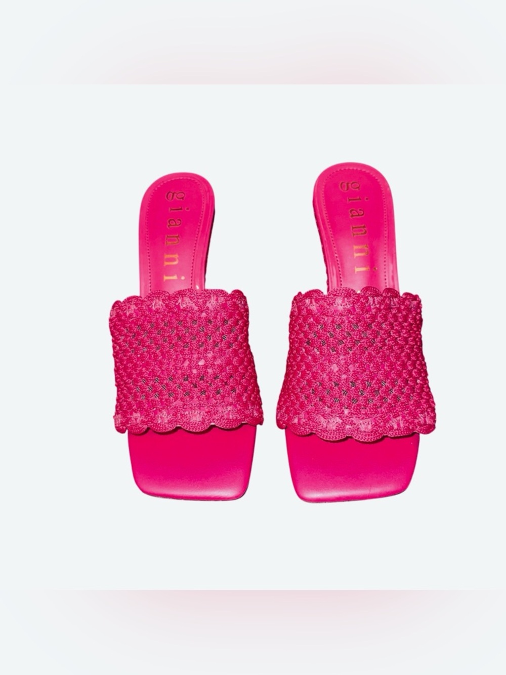 Gianni Bini Bright Hot pink Woven Scallop Slide Mule